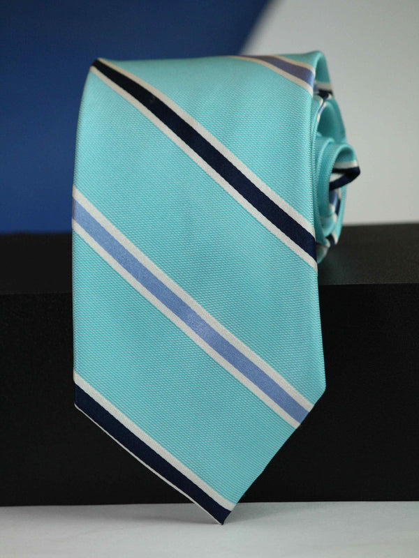 Turquoise Stripe Woven Silk Necktie