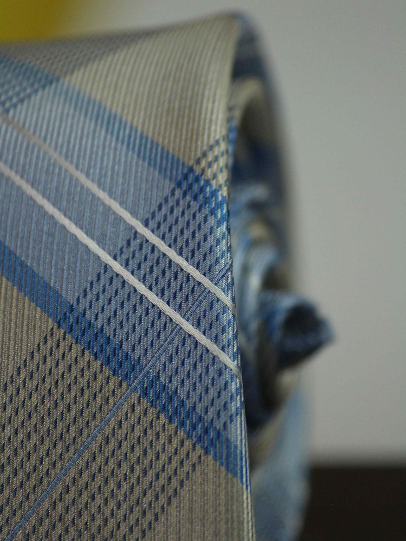 Blue & Yellow Check Woven Silk Necktie