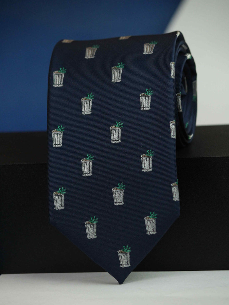 Blue Novelty Woven Silk Necktie