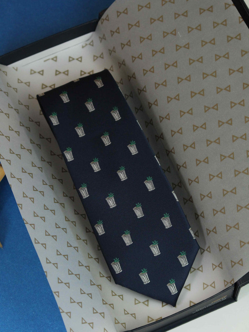 Blue Planter Woven Silk Necktie