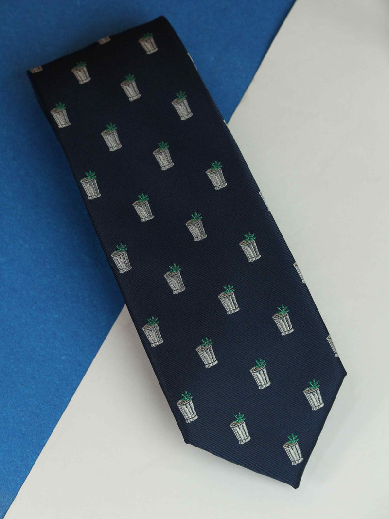 Blue Planter Woven Silk Necktie