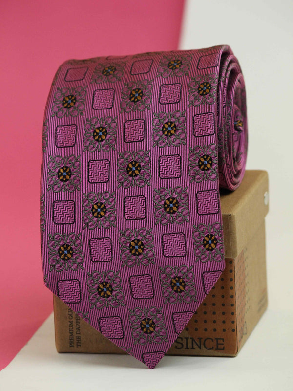 Pink Floral Woven Silk Necktie
