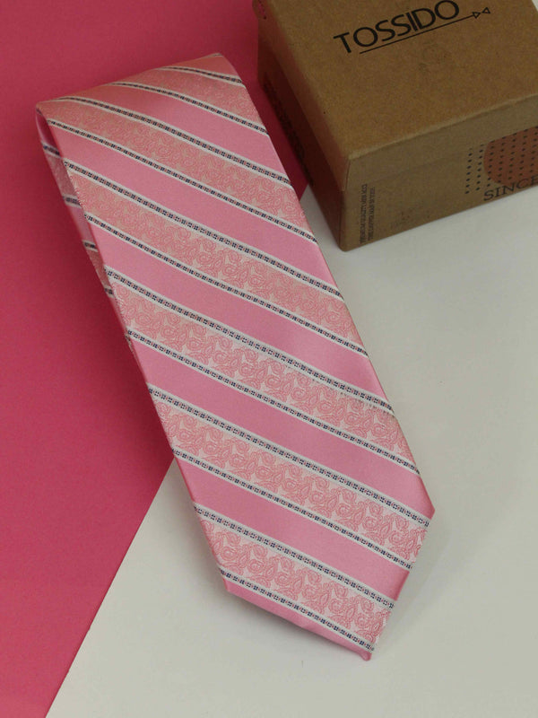 Pink Stripe Woven Silk Necktie