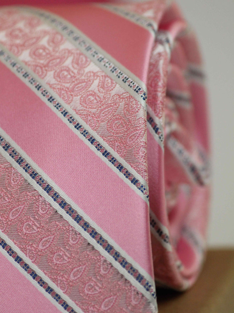 Pink Stripe Woven Silk Necktie