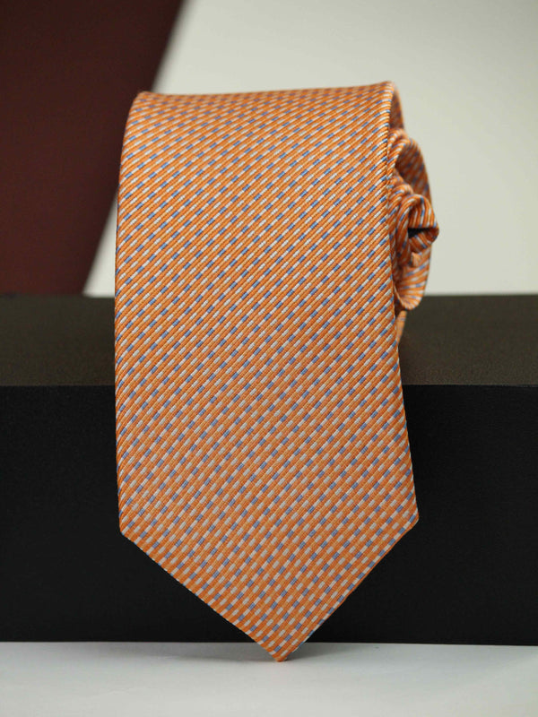 Orange Stripe Woven Silk Necktie