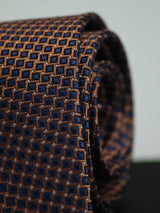 Bronze Geometric Woven Silk Necktie
