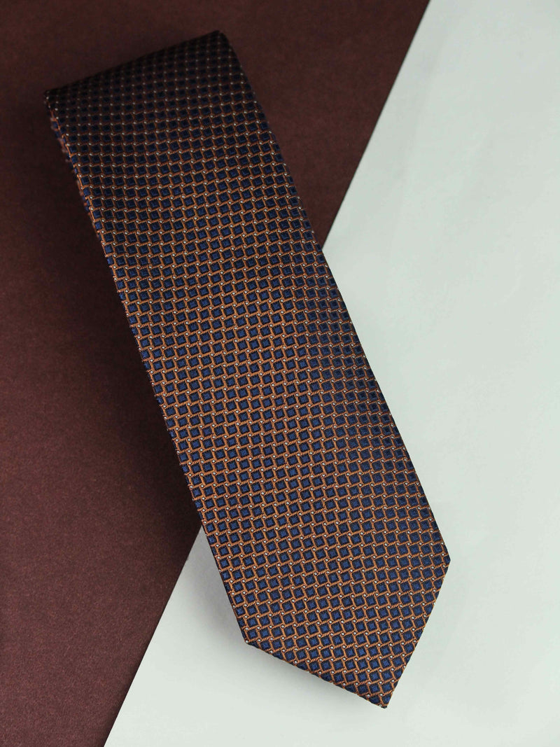 Bronze Geometric Woven Silk Necktie