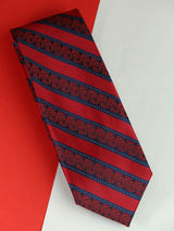 Red Stripe Woven Silk Necktie