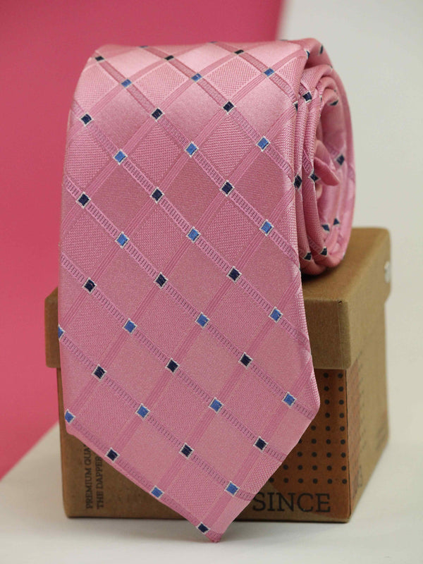 Pink Check Woven Silk Necktie