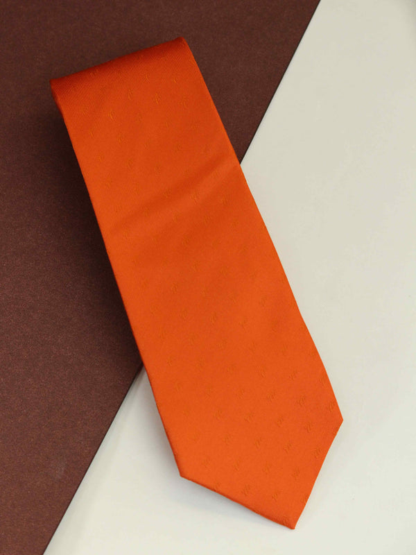 Orange Novelty Woven Silk Necktie