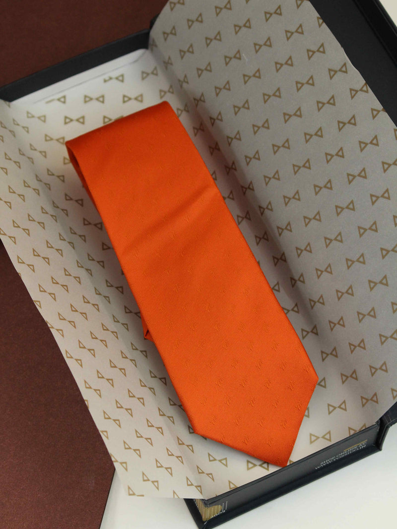 Orange Novelty Woven Silk Necktie