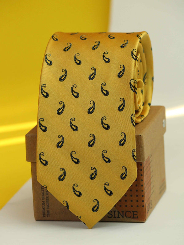 Yellow Paisley Woven Silk Necktie