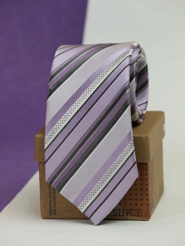 Purple Stripe Woven Silk Necktie
