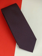 Blue & Red Geometric Woven Silk Necktie