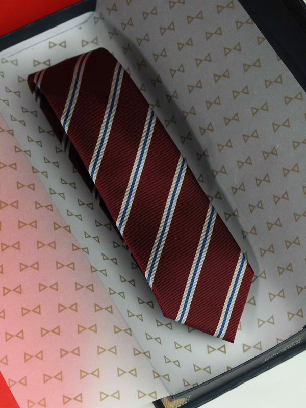 Maroon Stripe Woven Silk Necktie