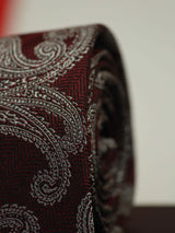 Maroon Paisley Woven Silk Necktie