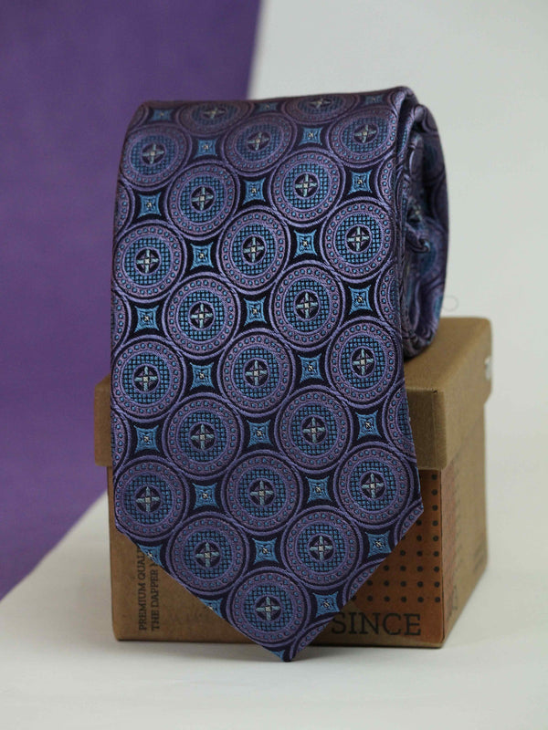Purple Geometric Woven Silk Necktie