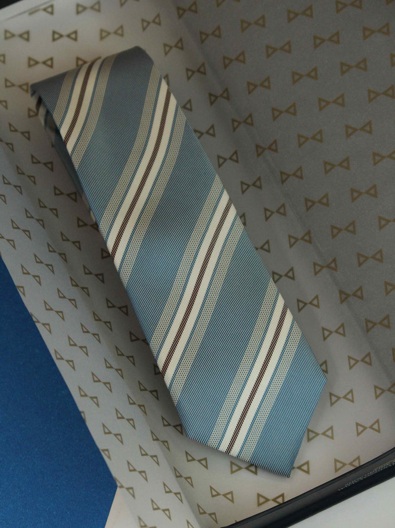 Blue Stripe Woven Silk Necktie