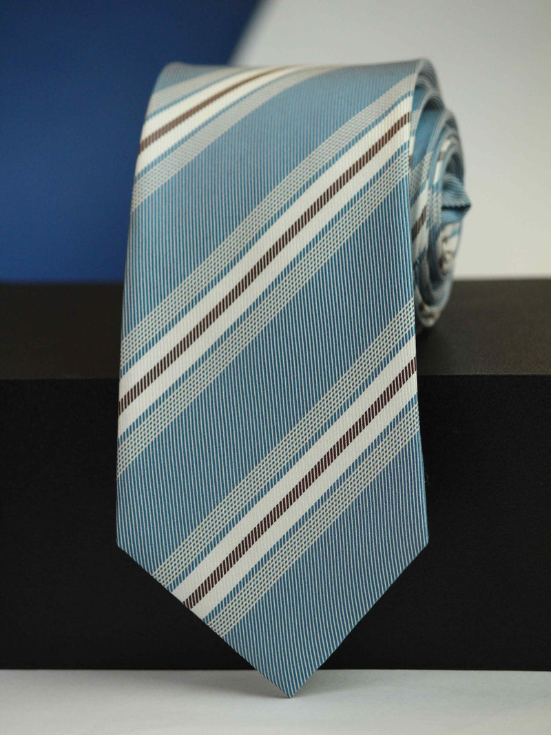 Blue Stripe Woven Silk Necktie