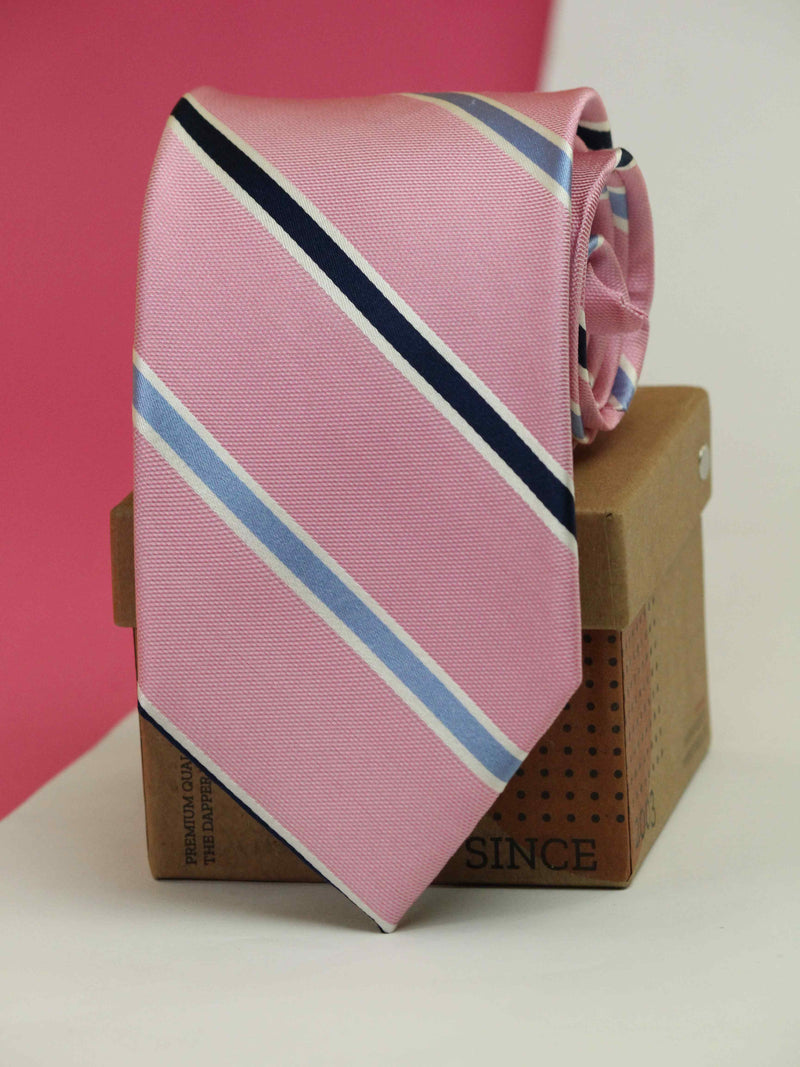 Pink Stripe Woven Silk Necktie