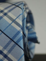 Blue Check Woven Silk Necktie