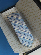 Blue Check Woven Silk Necktie