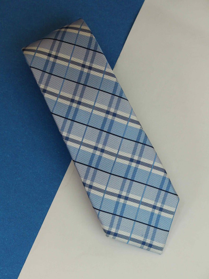 Blue Check Woven Silk Necktie