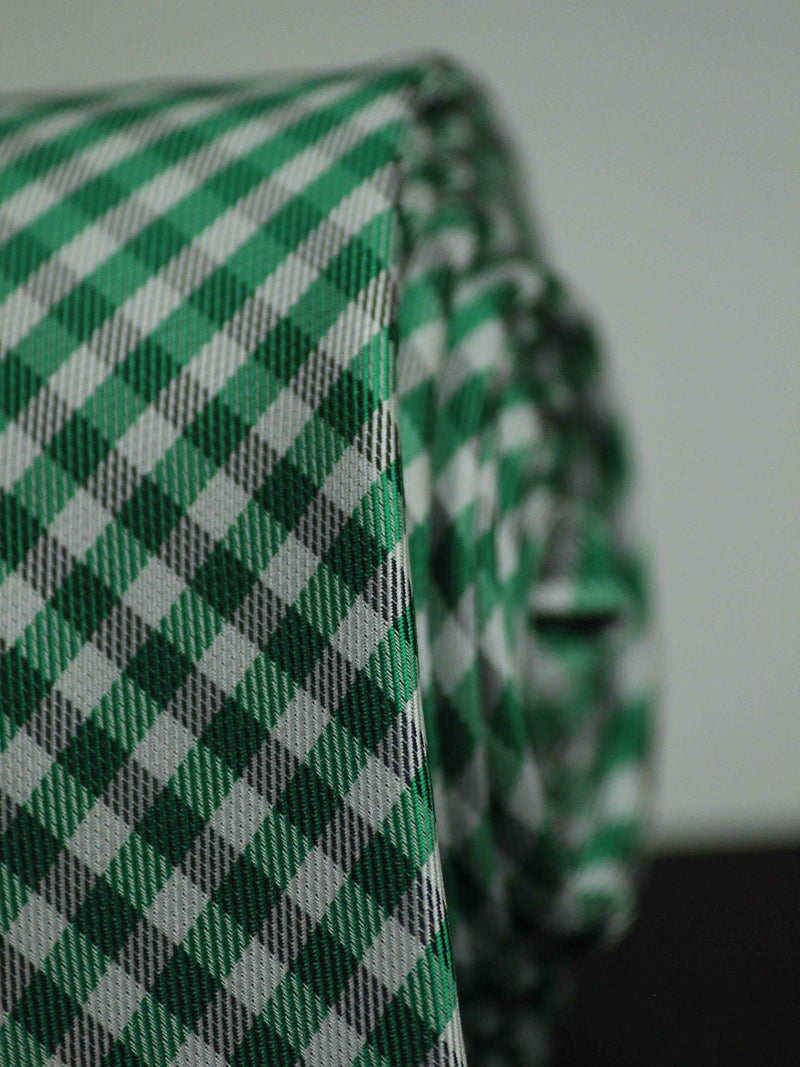 Green Check Woven Silk Necktie