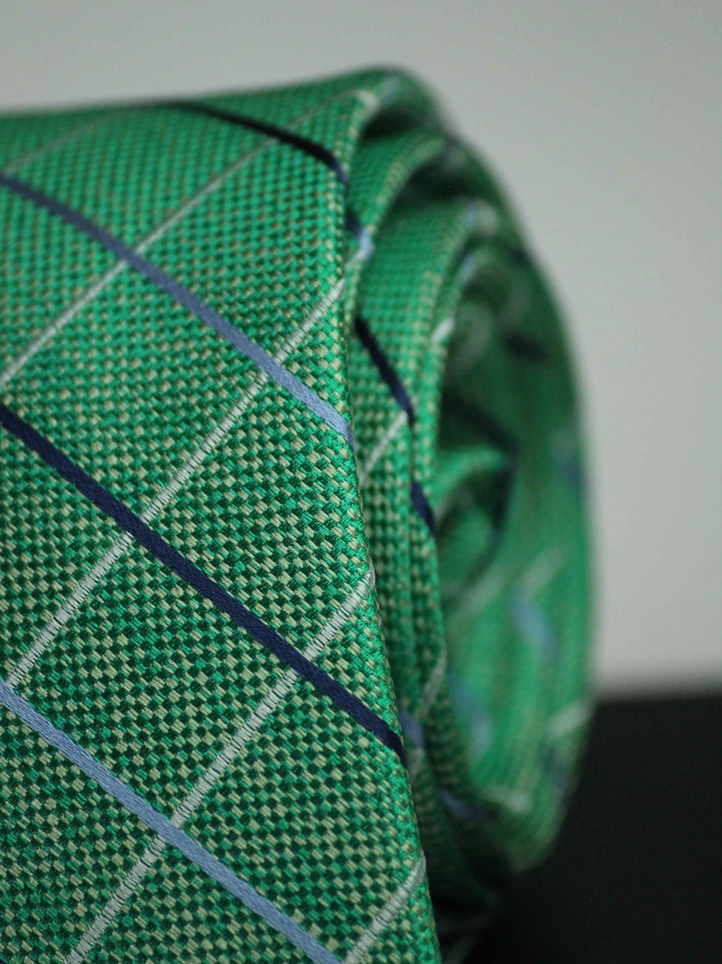 Green Check Woven Silk Necktie