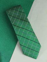 Green Check Woven Silk Necktie