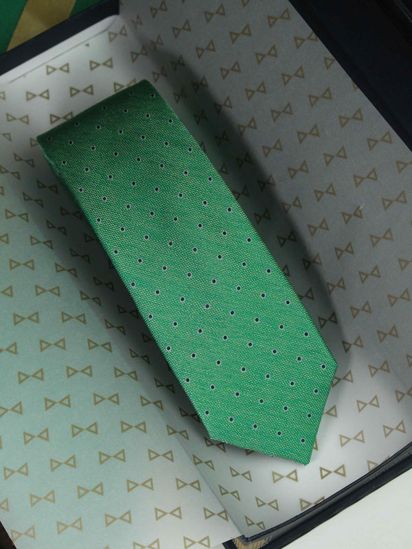 Green Polka Woven Silk Necktie
