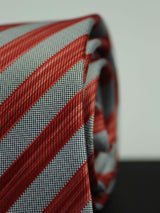 Red & Grey Stripe Woven Silk Necktie