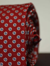 Red Geometric Woven Silk Necktie