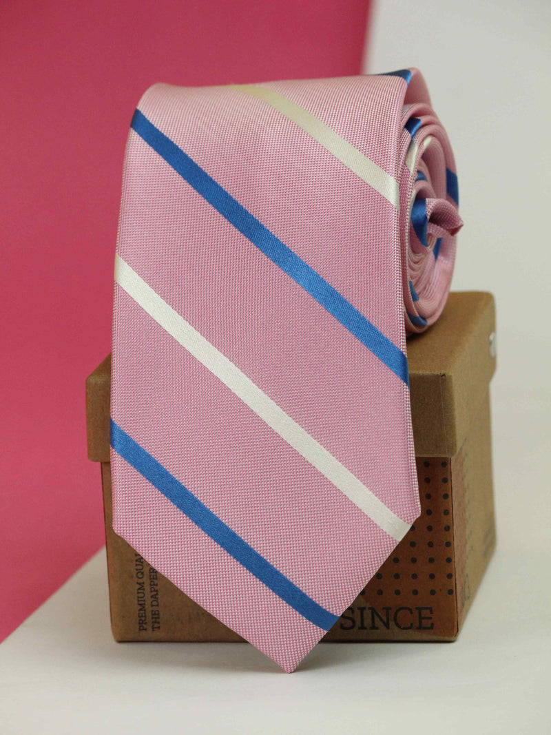 Pink Stripe Woven Silk Necktie