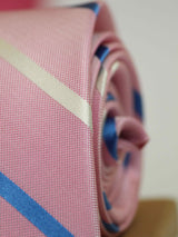 Pink Stripe Woven Silk Necktie