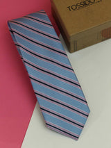 Blue Stripe Woven Silk Necktie