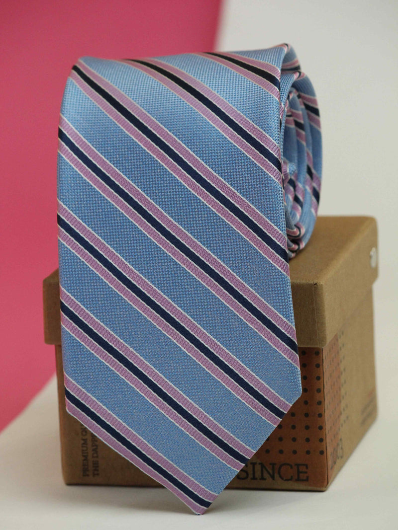 Blue Stripe Woven Silk Necktie