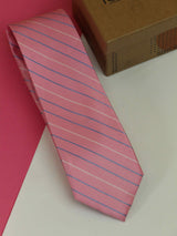 Pink Stripe Woven Silk Necktie