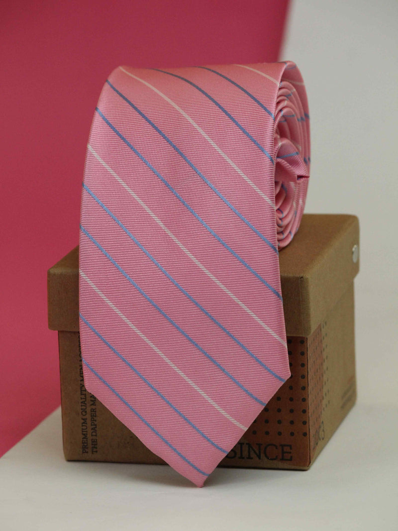 Pink Stripe Woven Silk Necktie