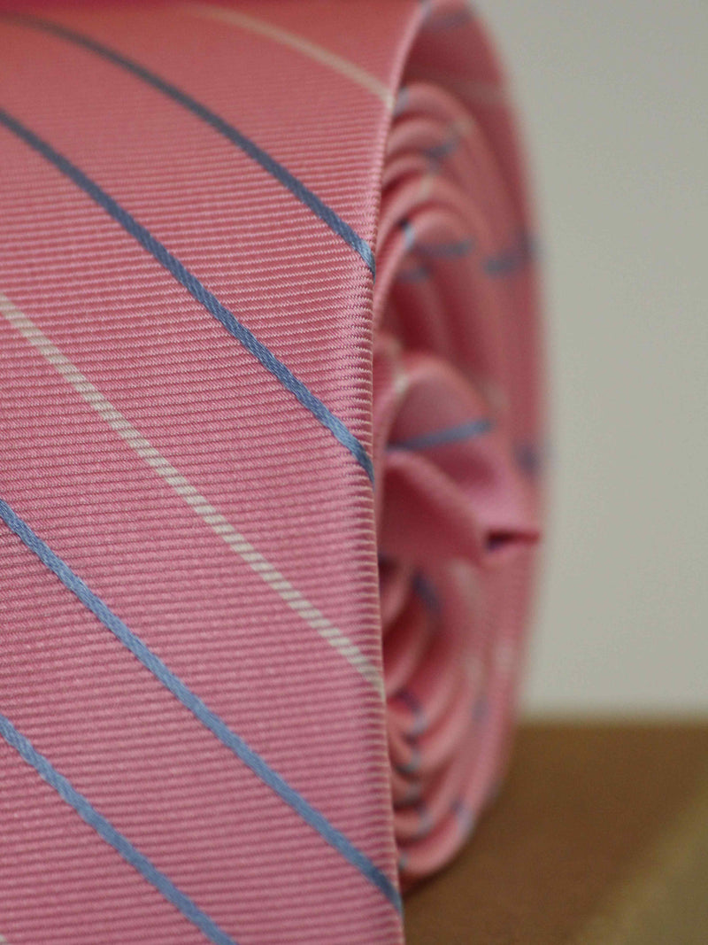 Pink Stripe Woven Silk Necktie