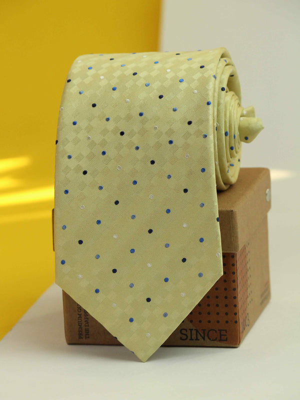 Yellow Polka Woven Silk Necktie
