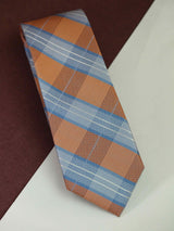 Blue & Orange Check Woven Silk Necktie