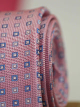 Pink Geometric Woven Silk Necktie