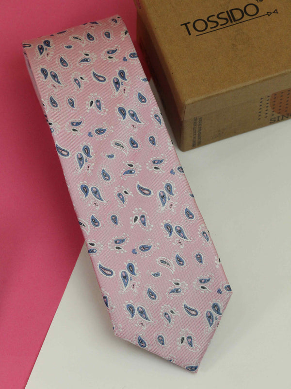 Pink Paisley Woven Silk Necktie