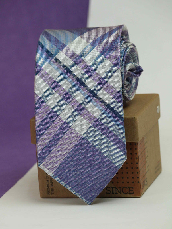 Purple Check Woven Silk Necktie