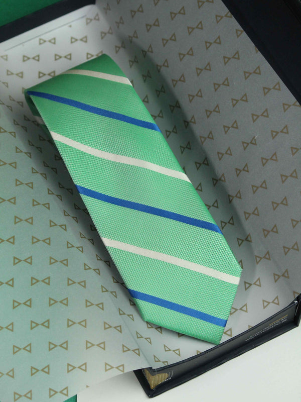 Green Stripe Woven Silk Necktie