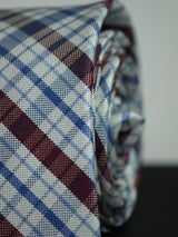 Blue & Brown Check Woven Silk Necktie
