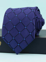 Blue Check Woven Silk Necktie