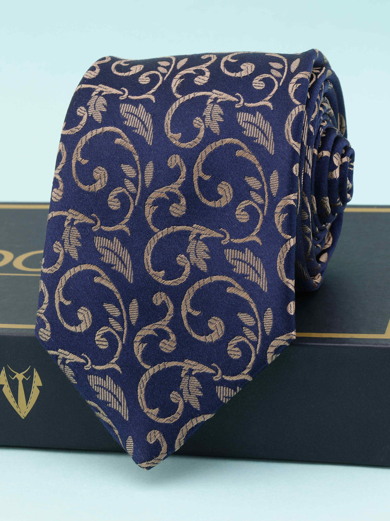 Blue Floral Woven Silk Necktie