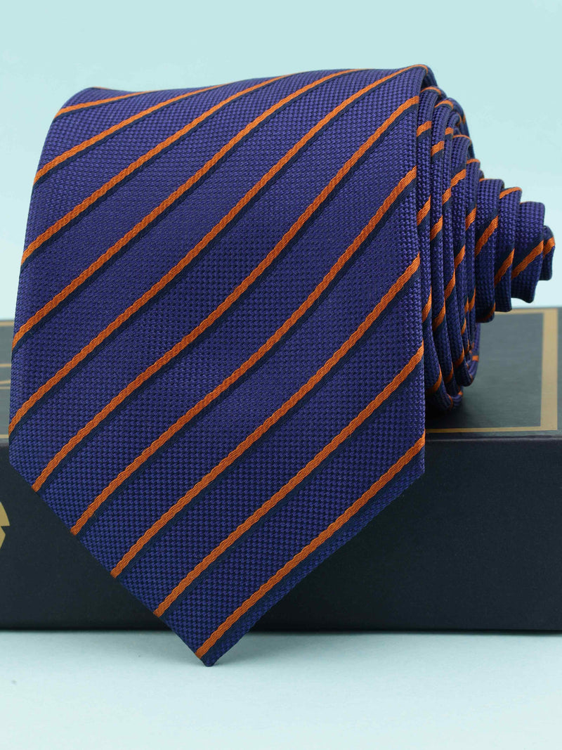 Blue Stripe Woven Silk Necktie